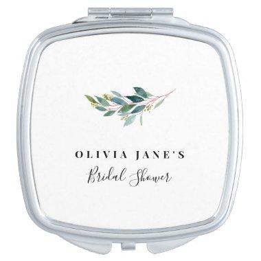 Watercolor Greenery Bridal Shower Compact Mirror