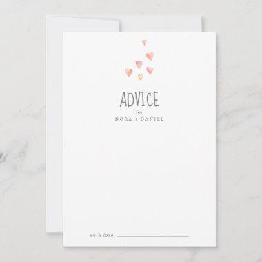 Watercolor Hearts Girl Baby Shower Advice Card