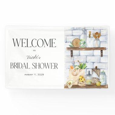 Watercolor Kitchen Scene Bridal Shower Welcome Banner