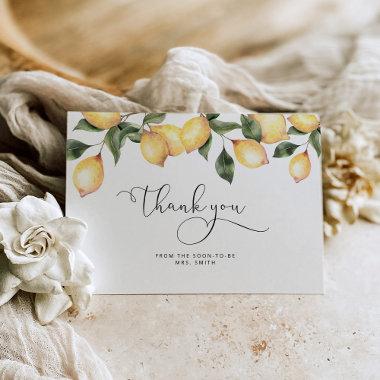 Watercolor lemon bridal shower thank you Invitations