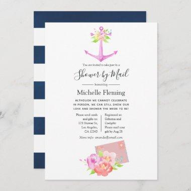 Watercolor Nautical Baby or Bridal Shower by Mail Invitations