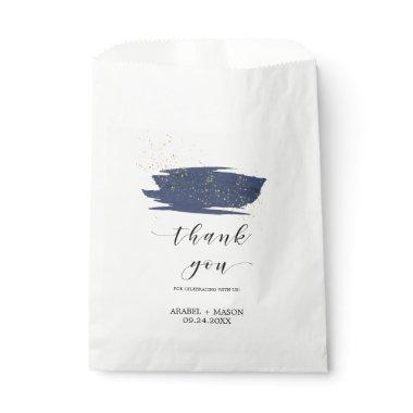 Watercolor Navy and Gold Sparkle Wedding Favor Bag