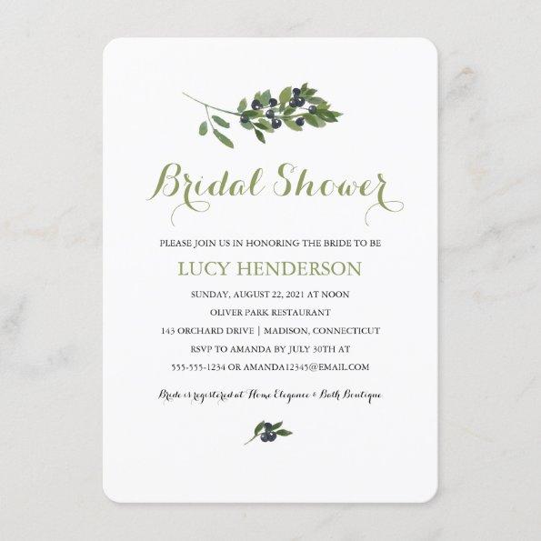 Watercolor Olive Orchard | Bridal Shower Invitations