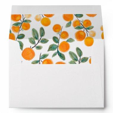 Watercolor Orange Citrus Custom Bridal Shower Invi Envelope