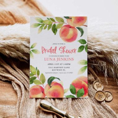 Watercolor Peach Bridal Shower Invitations