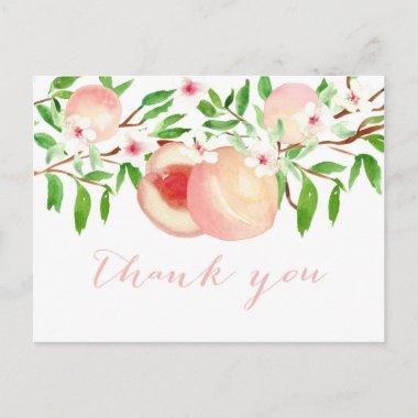 Watercolor Peaches thank you note for baby shower PostInvitations