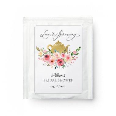 Watercolor Peony Floral Bridal Shower Tea Bag Drink Mix