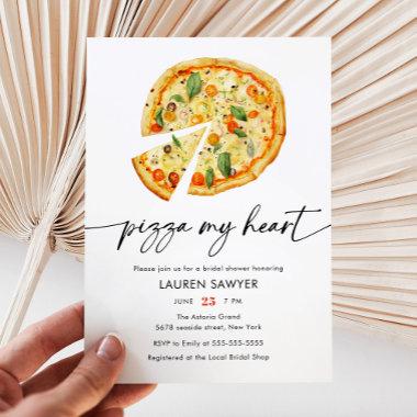 Watercolor Pizza My Heart Italian Bridal Shower Invitations