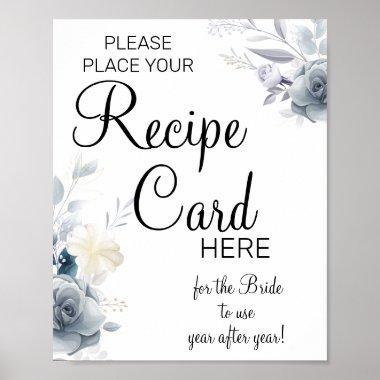Watercolor Recipe Invitations bridal shower game sign