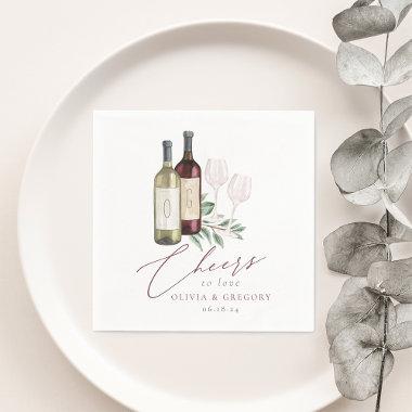 Watercolor Red & White Wine Cheers to Love Napkins