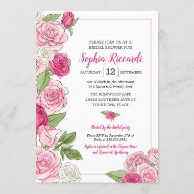 Watercolor Roses Bridal Shower Party Special Event Invitations