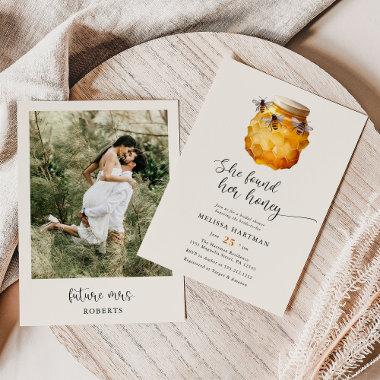 Watercolor She Found Her Honey Photo Bridal Shower Invitations