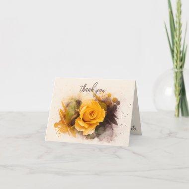 Watercolor Single Yellow Rose Thank You Invitations
