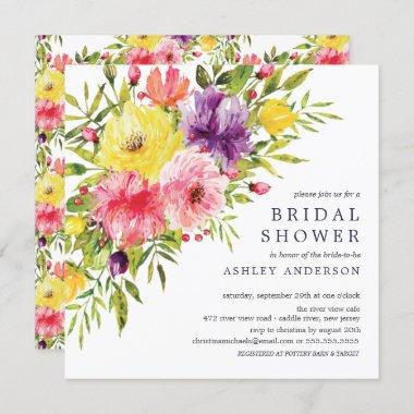 Watercolor Springtime Floral Bridal Shower Invita Invitations