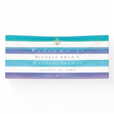 Watercolor Striped Nautical Bridal Shower Banner