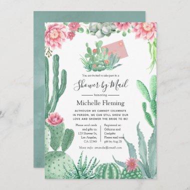 Watercolor Succulent Baby or Bridal Shower by Mail Invitations