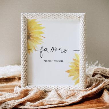 Watercolor sunflower favors please take one poster