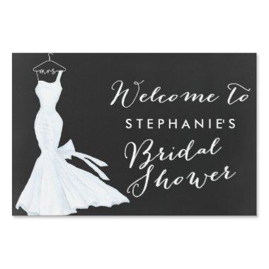 Watercolor Wedding Gown Chalkboard | Bridal Shower Yard Sign