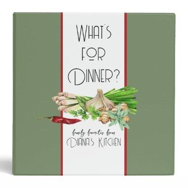 Watercolor What's for Dinner Recipe Organizer VI 3 Ring Binder