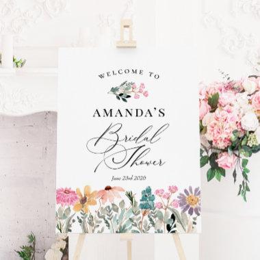 Watercolor Wildflower Bridal Shower Welcome Sign