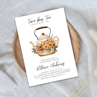 Watercolor Wildflower Tea Party Bridal Shower Invitations