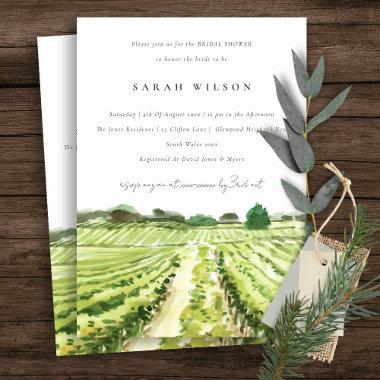 Watercolor Winery Vineyard Bridal Shower Invite