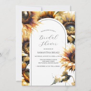 Watercolor Yellow Sunflower Bridal Shower Invitations
