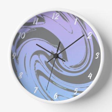 Wave Patterns Blue Purple Grey Colorful Gift Clock