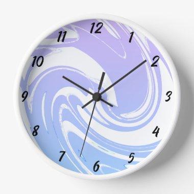 Wave Patterns Blue Purple White Colorful Cute Clock