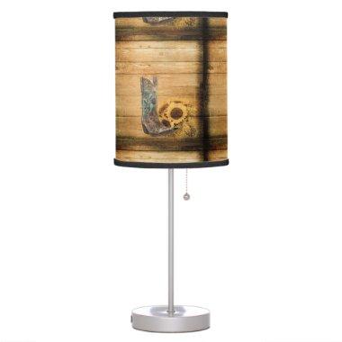 Weathered Western Country sunflower cowboy boot Table Lamp