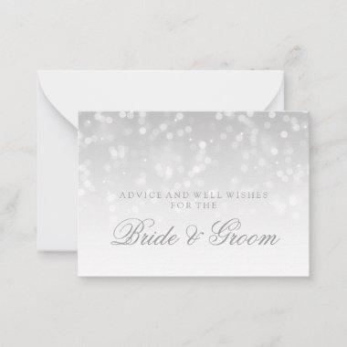 Wedding Advice Card Silver Bokeh Sparkle Lights