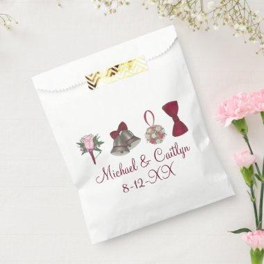 Wedding Bells Flowers Bow Tie Personalized Napkins Favor Bag