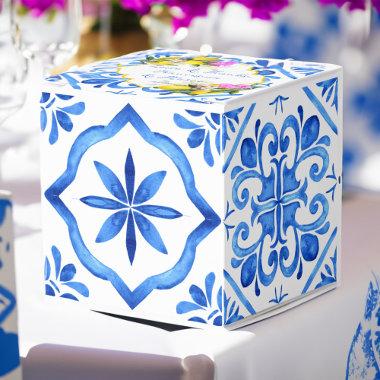 Wedding bridal shower favors blue tiles lemons favor boxes