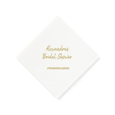 Wedding Bridal Shower Party Napkins Hashtag Gold