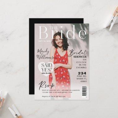 Wedding Bridal Shower Trendy Photo Magazine Cover Invitations