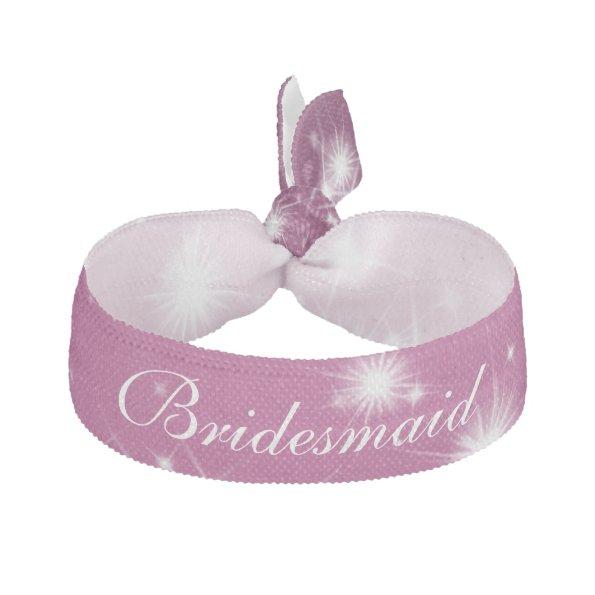 Wedding Bridesmaid Favor Winter Sparkle Pink Elastic Hair Tie