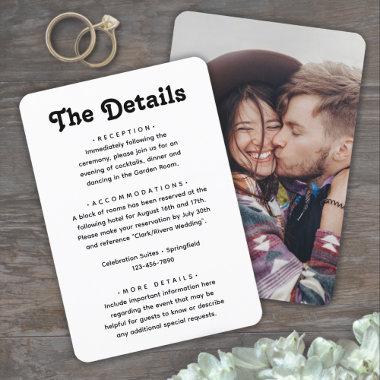 Wedding Details • Photo & Simple Retro Typography Enclosure Invitations