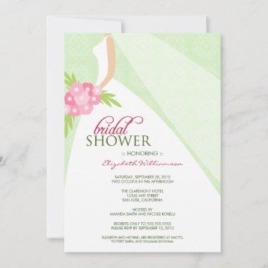 Wedding Dress_2 Bridal Shower Invitations (mint)