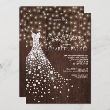 Wedding Dress Barn Wood Rustic Bridal Shower Invitations