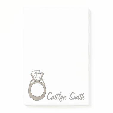 Wedding Engagement Diamond Ring Bridal Shower Post-it Notes
