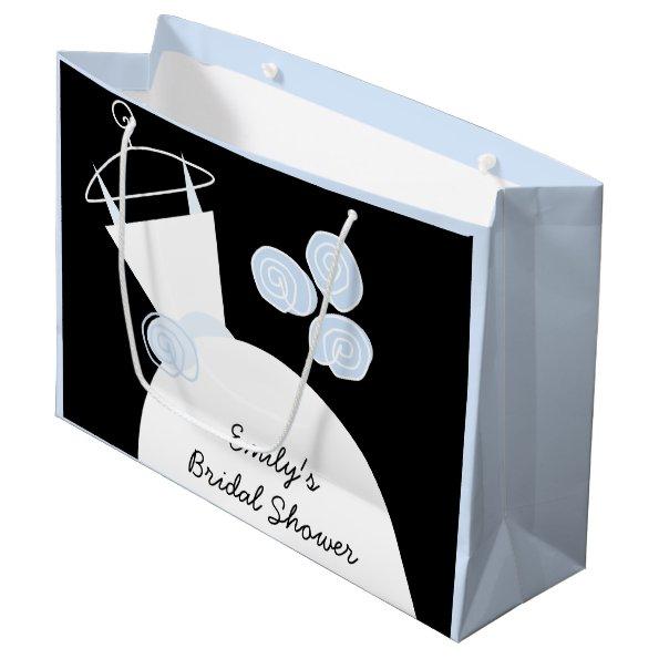 Wedding Gown Blue Bridal Shower black pastel large Large Gift Bag