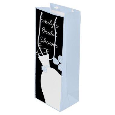 Wedding Gown Blue Bridal Shower black pastel wine Wine Gift Bag