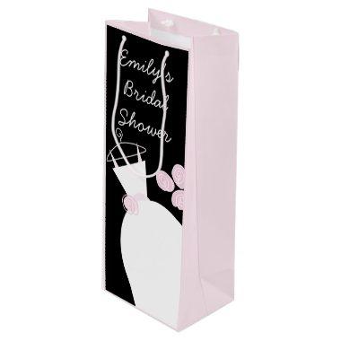 Wedding Gown Pink Bridal Shower black pastel wine Wine Gift Bag