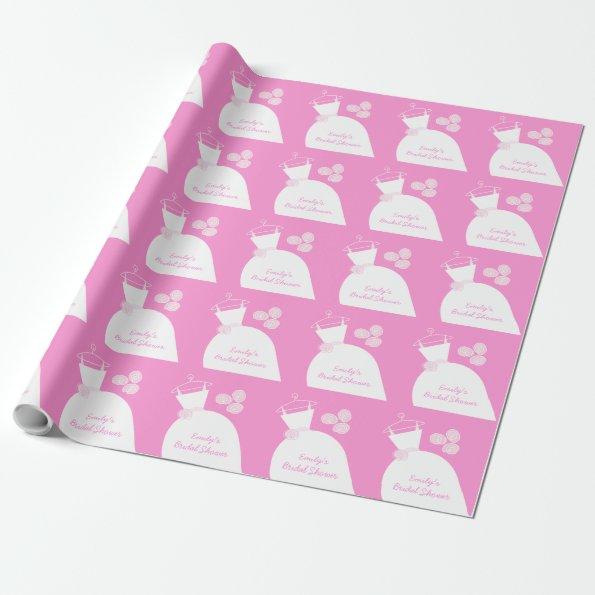 Wedding Gown Pink 'Bridal Shower' Wrapping Paper