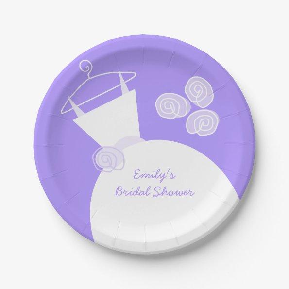 Wedding Gown Purple 'Bridal Shower' paper plate