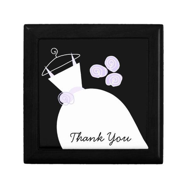 Wedding Gown Purple 'Thank You' black gift box