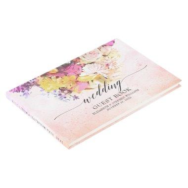 Wedding Guestbook Chic Colorful Watercolor Flowers
