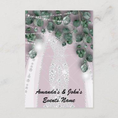 Wedding Lights Rustic Green Dress Diamond Purple Invitations