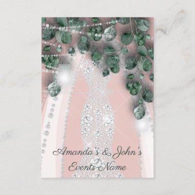 Wedding Lights Rustic Mint Green Dress Diamond Invitations