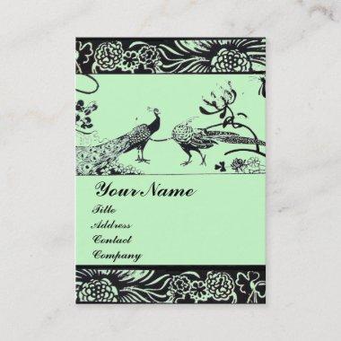 WEDDING LOVE BIRDS ,black and white ,green Business Invitations